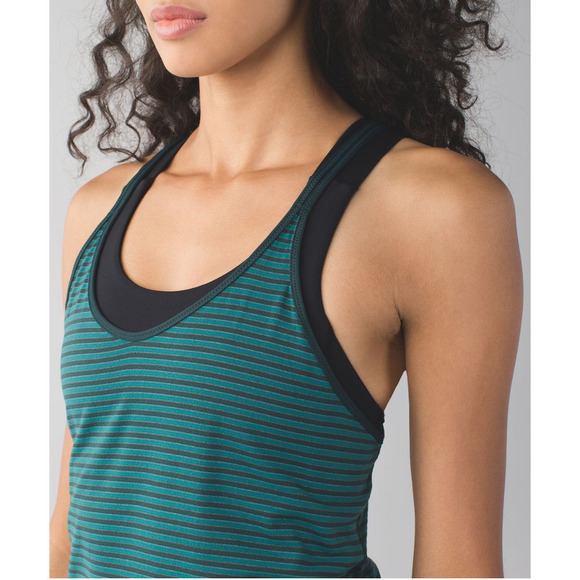 Lululemon Lightweight Racerback Double Strap Singlet Green Black NWOT - Picture 5 of 11